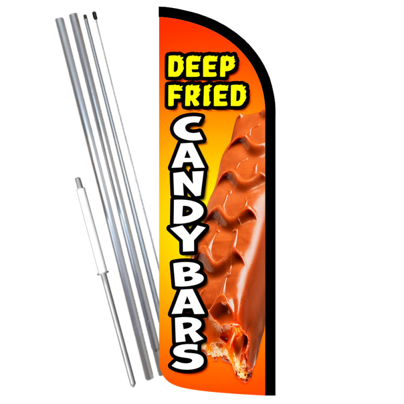 Deep Fried Candy Bars Premium Windless Feather Flag Bundle (Complete Kit) OR Optional Replacement Flag Only
