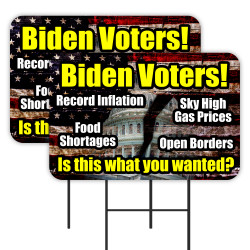 Biden Voters - Is This What You Wanted 2 Pack Double-Sided Yard Signs (Made In Texas)