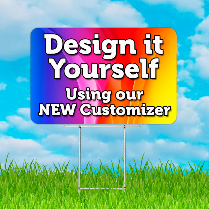 Design It Yourself - 2-Pack Customized 24" x 16" 2-Sided Yard Signs With Heavy Duty Y-Stakes