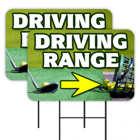 Driving Range - Golf 2 Pack Double-Sided Yard Signs (Made In Texas)