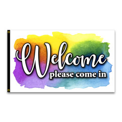 Welcome - Multicolor Premium 3x5 foot Flag OR Optional Flag with Mounting Kit