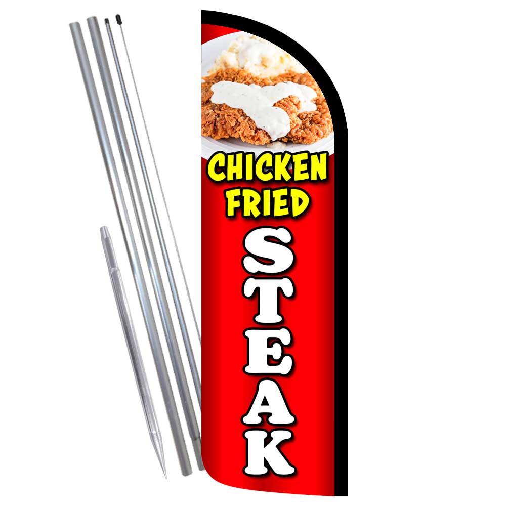Chicken Fried Steak Premium Windless Feather Flag Bundle (Complete Kit) OR Optio
