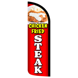 Chicken Fried Steak Premium Windless Feather Flag Bundle (Complete Kit) OR Optional Replacement Flag Only