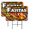 FAJITAS 2 Pack Double-Sided Yard Signs 16" x 24" with Metal Stakes (Made in Texas)