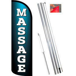 Massage Premium Windless Feather Flag Bundle (11.5' Tall Flag, 15' Tall Flagpole, Ground Mount Stake) 841098153014