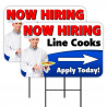Now Hiring Cooks 2 Pack Double-Sided Yard Signs 16" x 24" with Metal Stakes (Made in Texas)