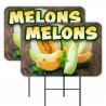 Melons 2 Pack Double-Sided Yard Signs 16" x 24" with Metal Stakes (Made in Texas)