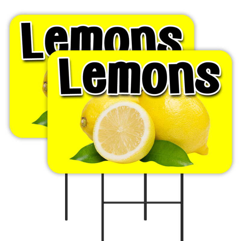 Lemons 2 Pack Double-Sided Yard Signs (Made In Texas)