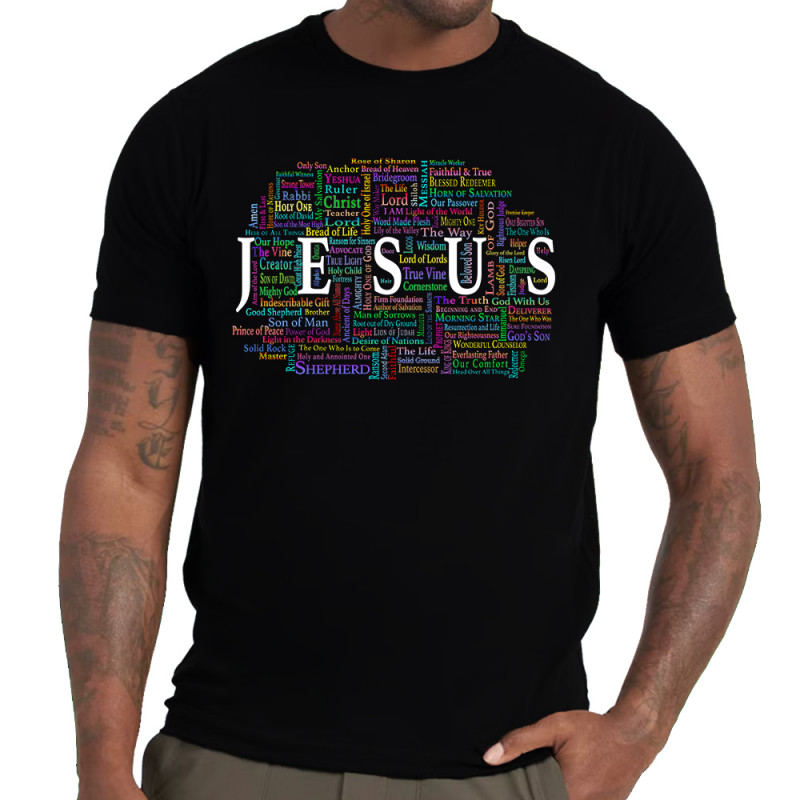 125 Names Of Jesus Cotton Unisex Tee Shirt (Made in the USA)