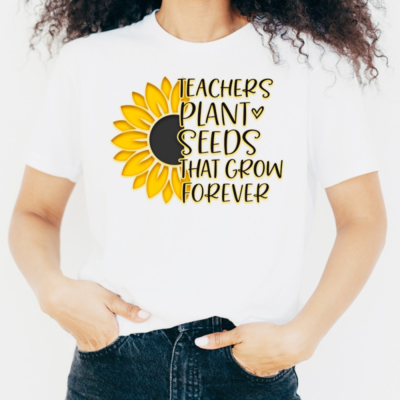 Teachers Plant Seeds Printed Cotton T-Shirt (Made in the USA)
