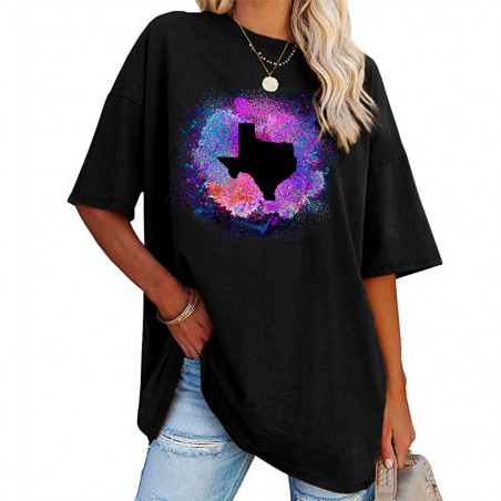 Texas Silhouette Color Splatter Cotton Unisex T-Shirt (Made in the USA)