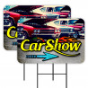 Car Show 2 Pack Double-Sided Yard Signs 16" x 24" with Metal Stakes (Made in Texas)