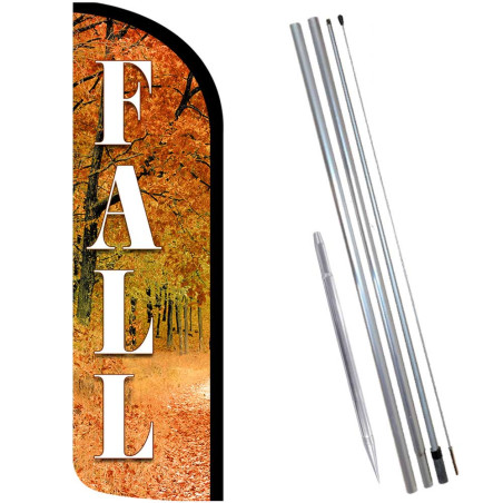 Fall Premium Windless Feather Banner Flag Kit (Flag, Pole, Ground Mt)