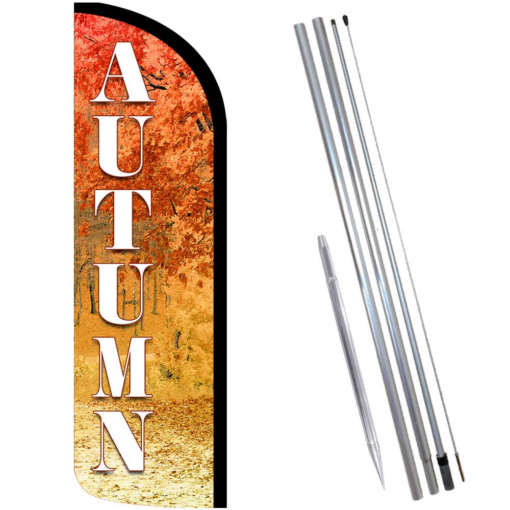 Autumn Premium Windless Feather Flag Bundle (Complete Kit) OR Optional Replaceme