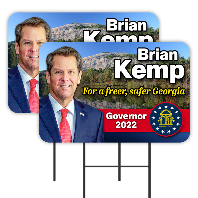 Brian Kemp for Georgia Governor 2 Pack Double-Sided Yard Signs 16" x 24" with Metal Stakes (Made in Texas)