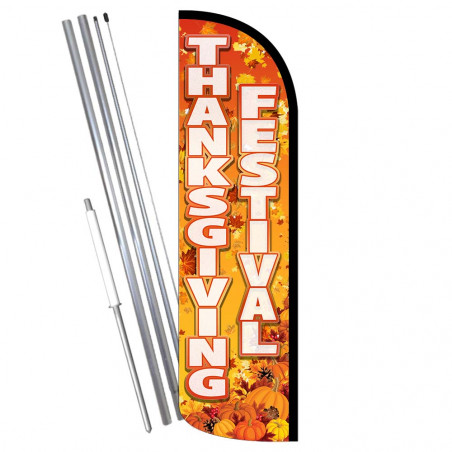 THANKSGIVING FESTIVAL Premium Windless Feather Flag Bundle (Complete Kit) OR Optional Replacement Flag Only