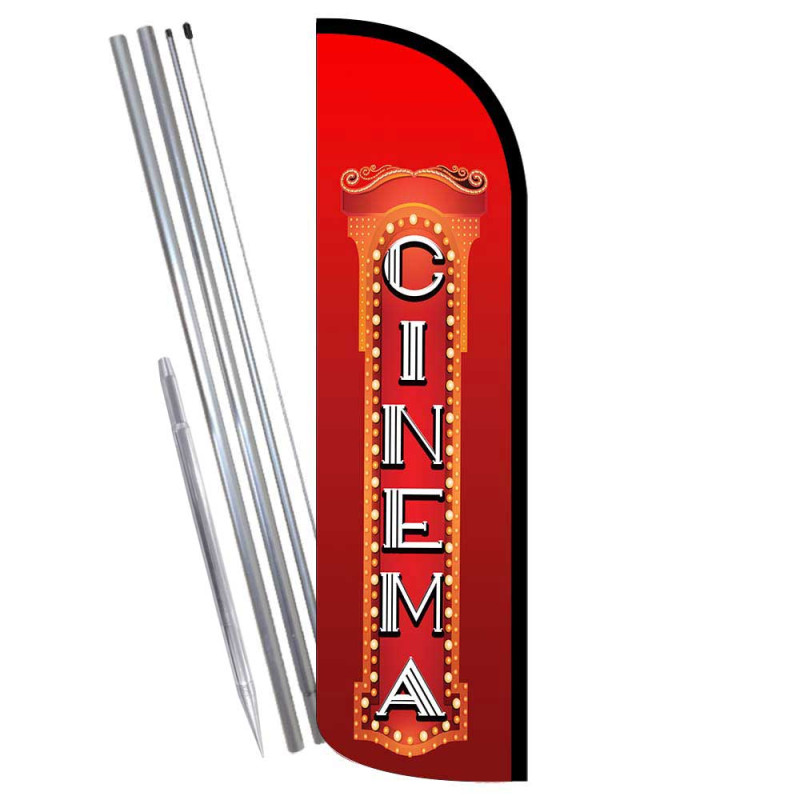 CINEMA Premium Windless Feather Flag Bundle (Complete Kit) OR Optional Replacement Flag Only
