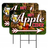 Hot Apple Cider 2 Pack Double-Sided Yard Signs 16" x 24" with Metal Stakes (Made in Texas)