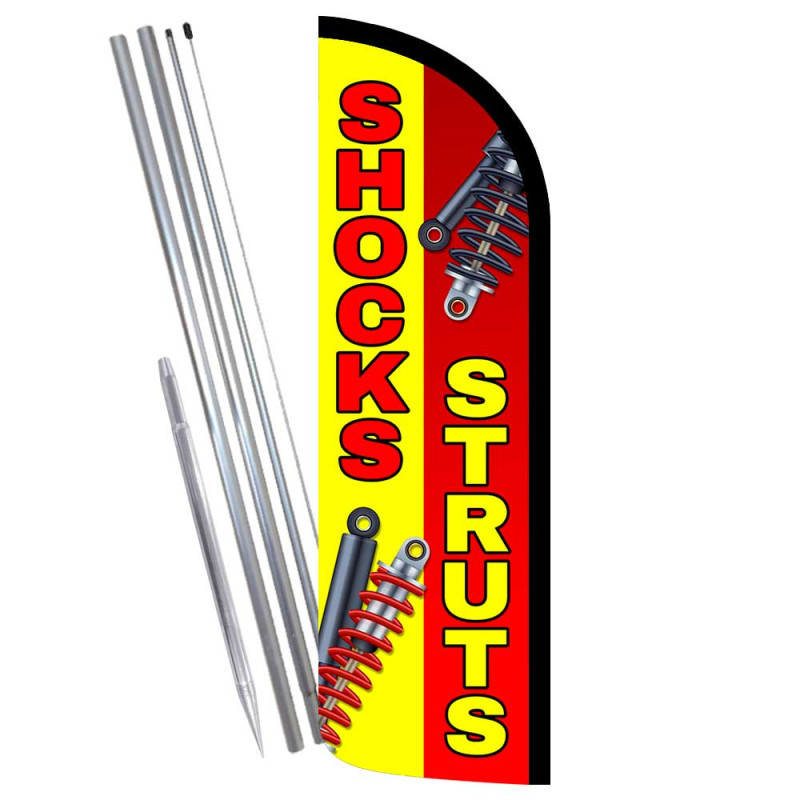 Shocks Struts Premium Windless Feather Flag Bundle (Complete Kit) OR  Optional Replacement Flag Only