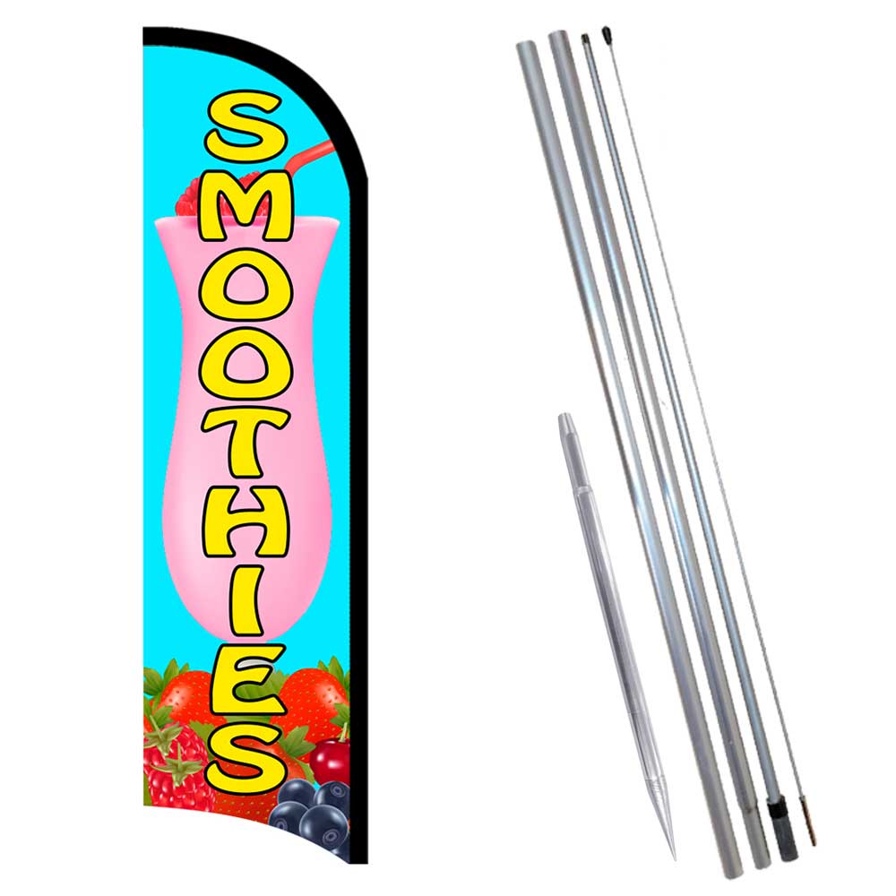 Smoothies Windless Feather Flag Bundle (Kit OR Flag Only)