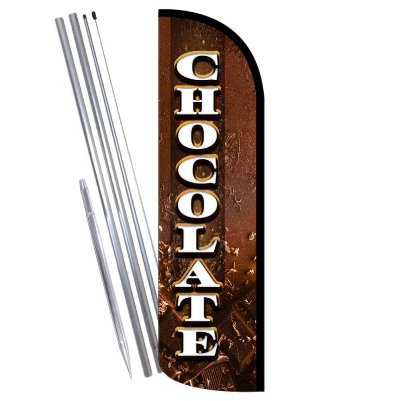 Chocolate Premium Windless Feather Flag Bundle (Complete Kit) OR Optional Replacement Flag Only