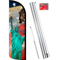 America's Symbols Windless Feather Flag Bundle (11.5' Tall Flag, 15' Tall Flagpole, Ground Mount Stake)
