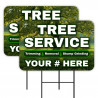 Tree Service - Trimming - Customizable Phone Number 2 Pack Double-Sided Yard Signs 16" x 24" with Metal Stakes (Made in Texas)