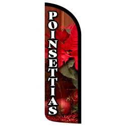 Poinsettias Premium Windless Feather Flag Bundle (Complete Kit) OR Optional Replacement Flag Only