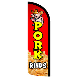 Pork Rinds Premium Windless Feather Flag Bundle (Complete Kit) OR Optional Replacement Flag Only