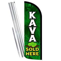 KAVA Sold Here Premium Windless Feather Flag Bundle (Complete Kit) OR Optional Replacement Flag Only
