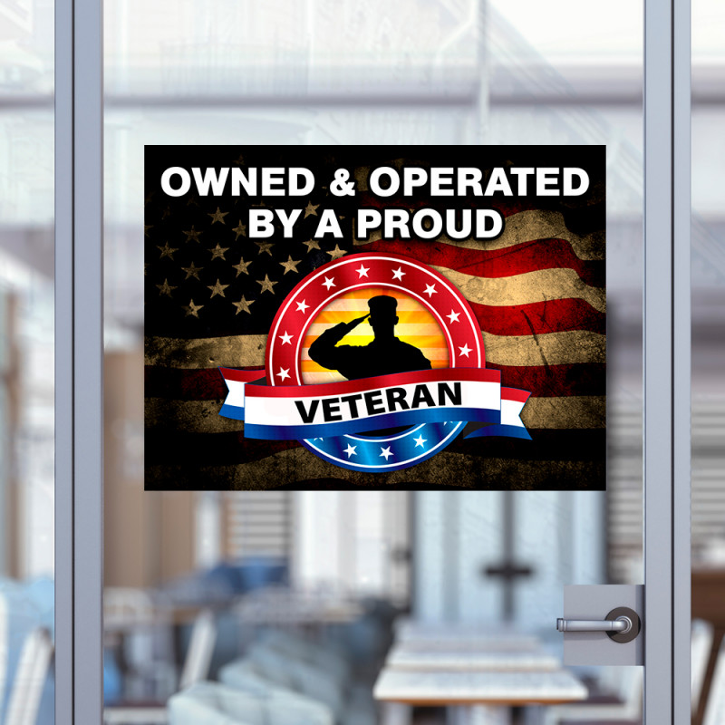 Veteran Owned & Operated (32" x 24") Perforated Removable Window Decal