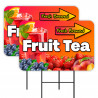 Fruit Tea 2 Pack Double-Sided Yard Signs 16" x 24" with Metal Stakes (Made in Texas)