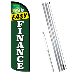 Easy Finance Premium Windless Feather Flag Bundle (11.5' Tall Flag, 15' Tall Flagpole, Ground Mount Stake)