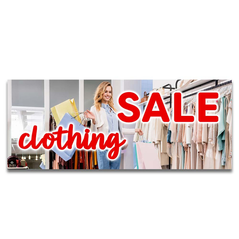 CLOTHING SALE Vinyl Banner with Optional Sizes (Made in the USA)