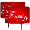 Merry Christmas 2 Pack Double-Sided Yard Signs 16" x 24" with Metal Stakes (Made in Texas)