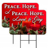 Peace Hope Love Joy - Advent 2 Pack Double-Sided Yard Signs 16" x 24" with Metal Stakes (Made in Texas)