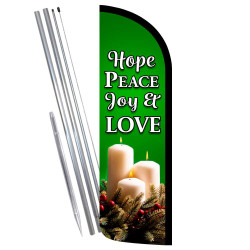 Hope Peace Joy Love - Advent Premium Windless Feather Flag Bundle (Complete Kit) OR Optional Replacement Flag Only