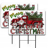 Merry Christmas Red Gnomes  2 Pack Double-Sided Yard Signs 16" x 24" with Metal Stakes (Made in Texas)