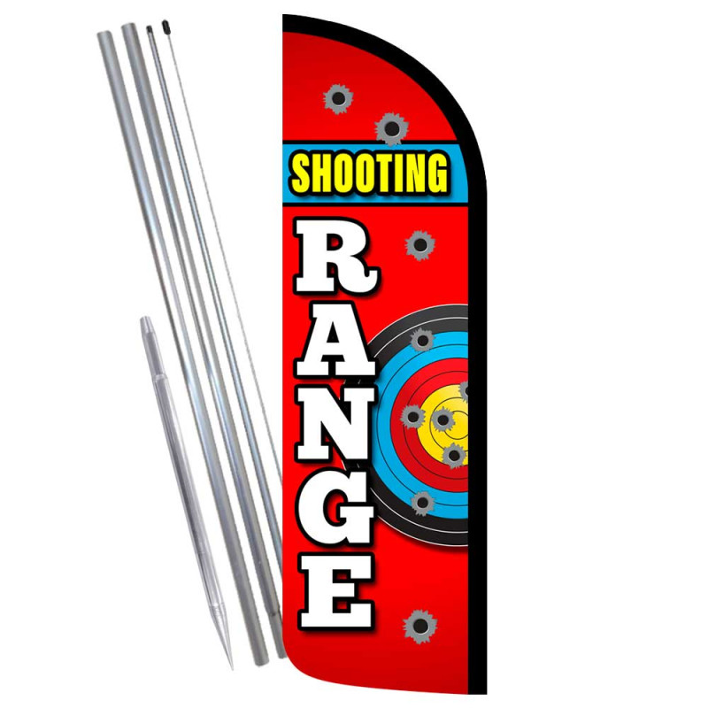 Shooting Range Premium Windless Feather Flag Bundle (Complete Kit) OR Optional Replacement Flag Only