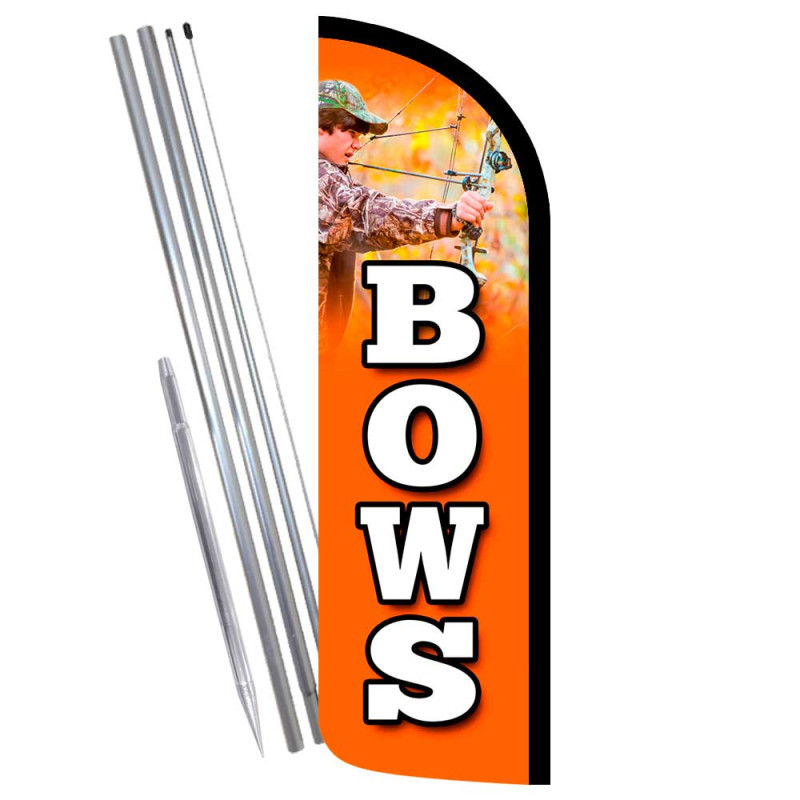 BOWS Premium Windless Feather Flag Bundle (Complete Kit) OR Optional Replacement Flag Only