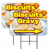 Biscuits & Gravy 2 Pack Double-Sided Yard Signs 16" x 24" with Metal Stakes (Made in Texas)