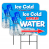 Ice Cold Bottled Water 2 Pack Double-Sided Yard Signs 16" x 24" with Metal Stakes (Made in Texas)