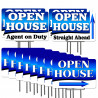 Open House Directional Arrows (Blue) 12 Pack (24" x 16" Yard Signs) with Metal Stakes