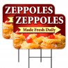 Zeppoles 2 Pack Double-Sided Yard Signs 16" x 24" with Metal Stakes (Made in Texas)