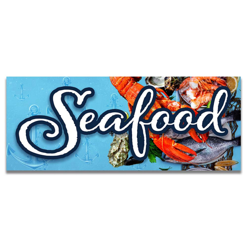 SEAFOOD Vinyl Banner with Optional Sizes (Made in the USA)