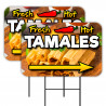 Tamales 2 Pack Double-Sided Yard Signs 16" x 24" with Metal Stakes (Made in Texas)