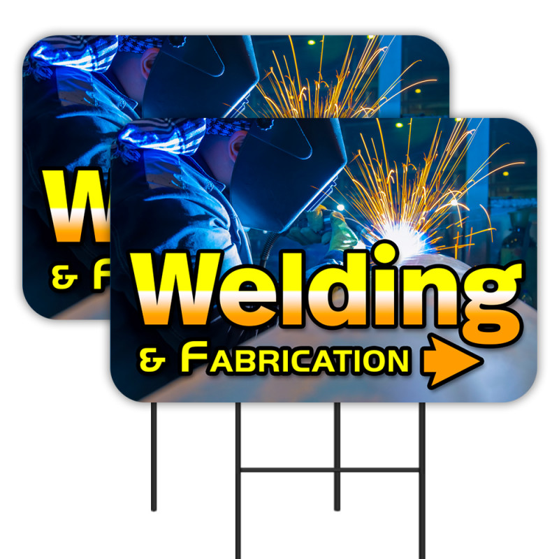 Welding & Fabrication 2 Pack Double-Sided Yard Signs 16" x 24" with Metal Stakes (Made in Texas)