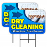 Dry Cleaning 2 Pack Double-Sided Yard Signs 16" x 24" with Metal Stakes (Made in Texas)