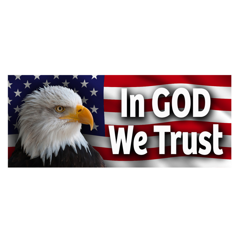 In God We Trust Car Decals 2 Pack Removable Bumper Stickers (9 x 4 in)