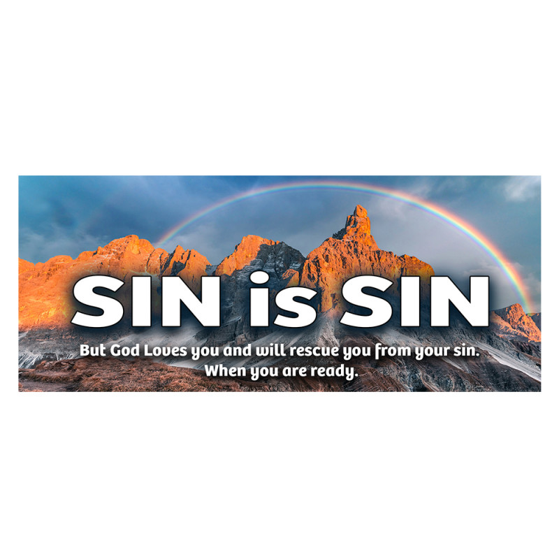 Sin Is Sin Car Decals 2 Pack Removable Bumper Stickers (9x4 inches)